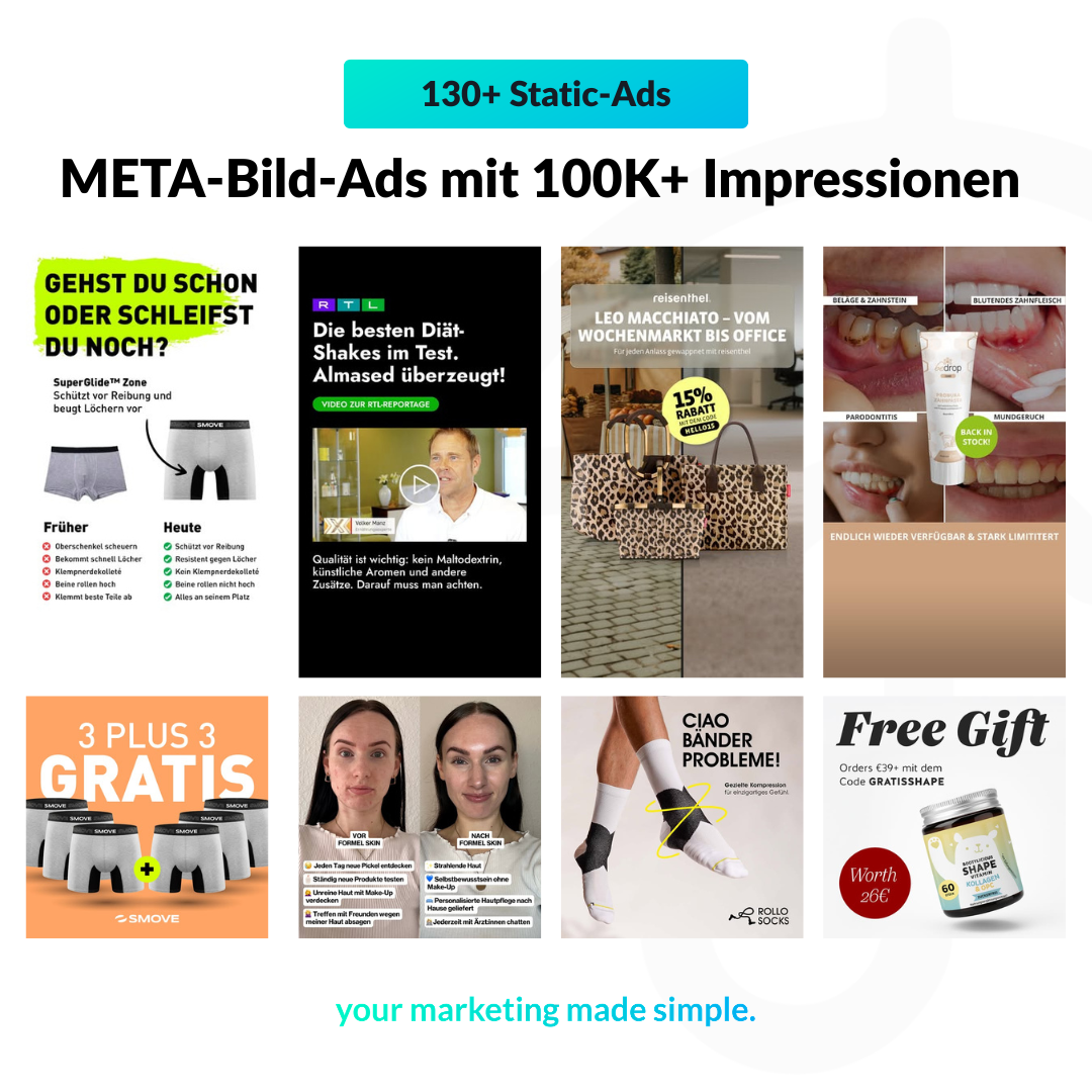 META-Bild-Ads mit jeweils 100K+ Impressionen